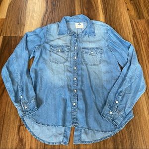 wild blue x sadie robertson jean button down shirt